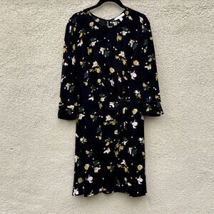 Chelsea28 Black Yellow Floral Dress Twist Front M